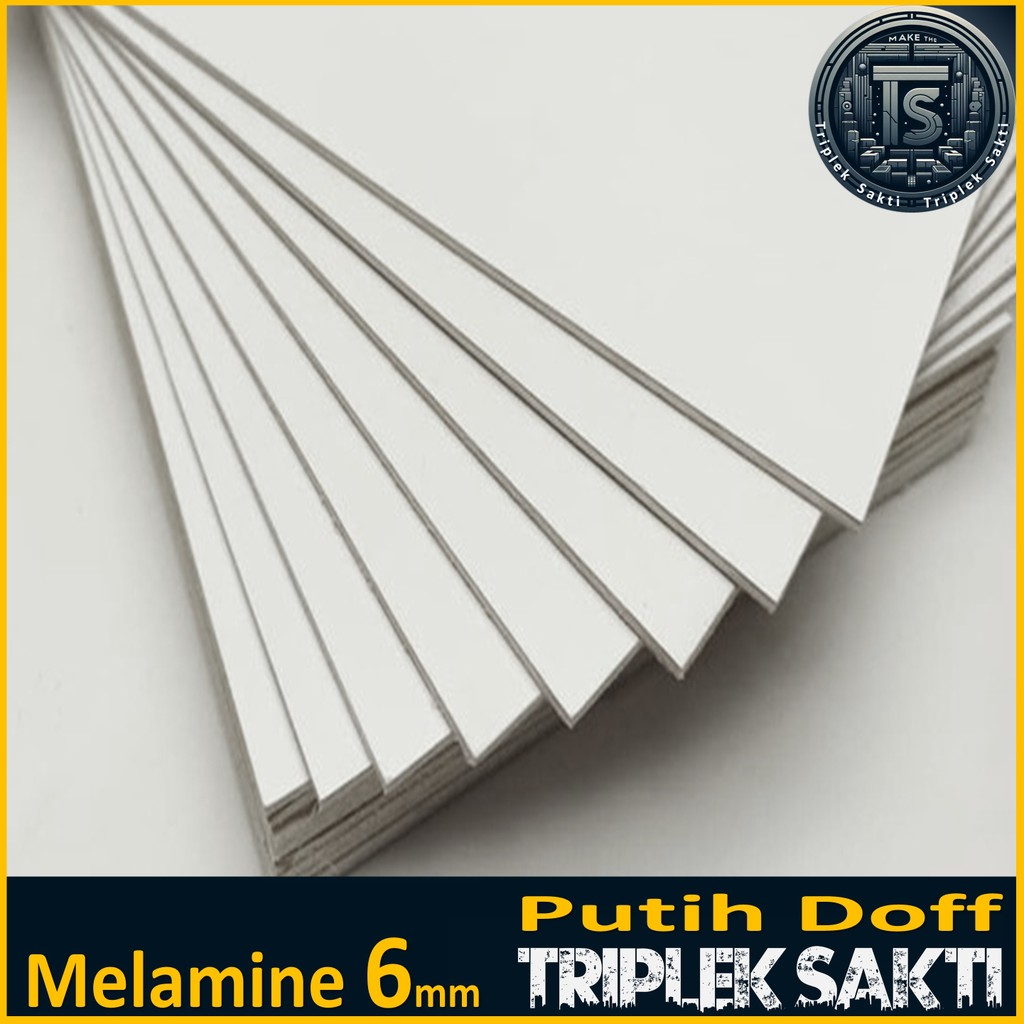 Triplek Melamin Putih Doff 1 Muka 6mm | Ukuran 30x100 cm, Tebal 6mm, PxL 100x30 cm