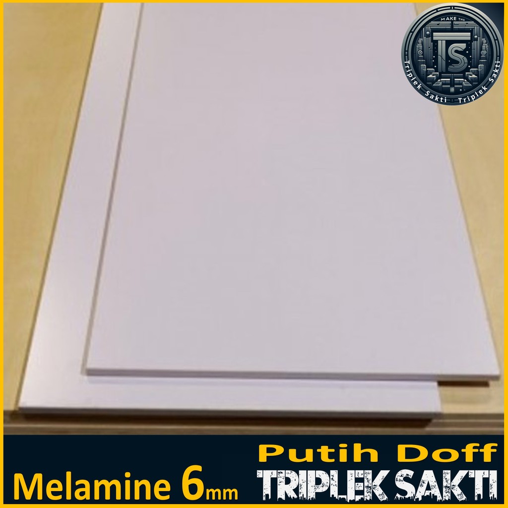 Triplek Melamin Putih Doff 1 Muka 6mm | Ukuran 70x110 cm, Tebal 6mm, PxL 110x70 cm