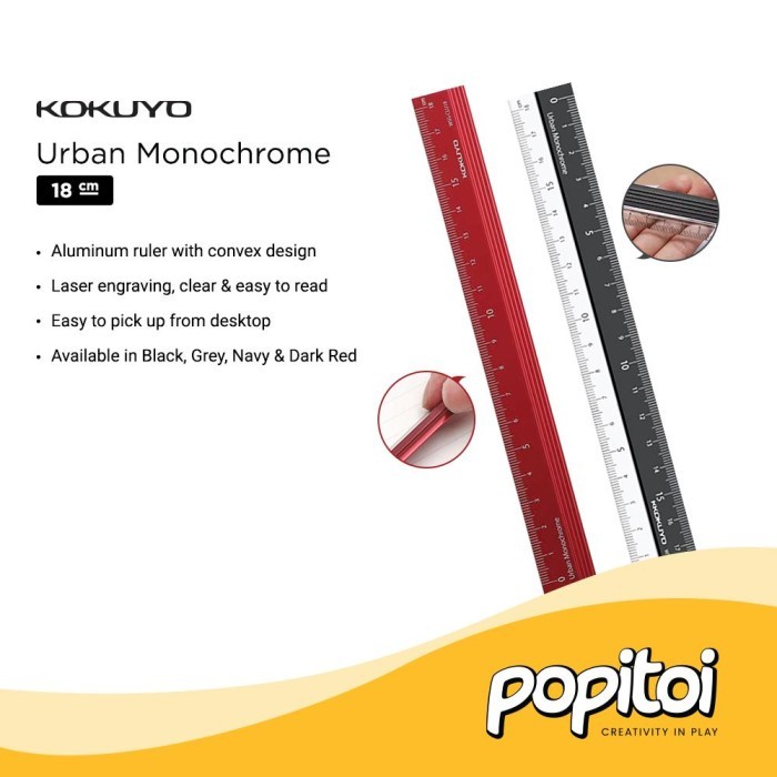 

Terlaris KOKUYO Urban Monochrome PC Aluminum Straight Ruler 18 cm Penggaris SALE