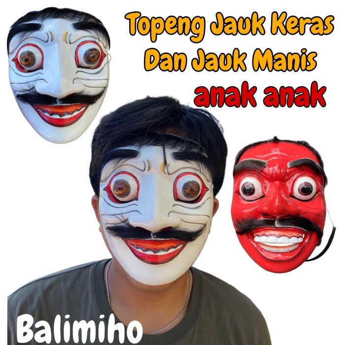 New - Topeng Jauk Keras Jauk Manis Anak Anak - Topeng Jauk Bali - Tapel Jauk Keras -Topeng Jauk