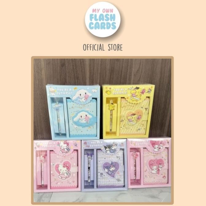 

termurah 2 in 1 sanrio cute notebook and pen gift set kawai stationery buku diary tulis lucu kuromi cinamoroll pompompurin my melody hello kitty