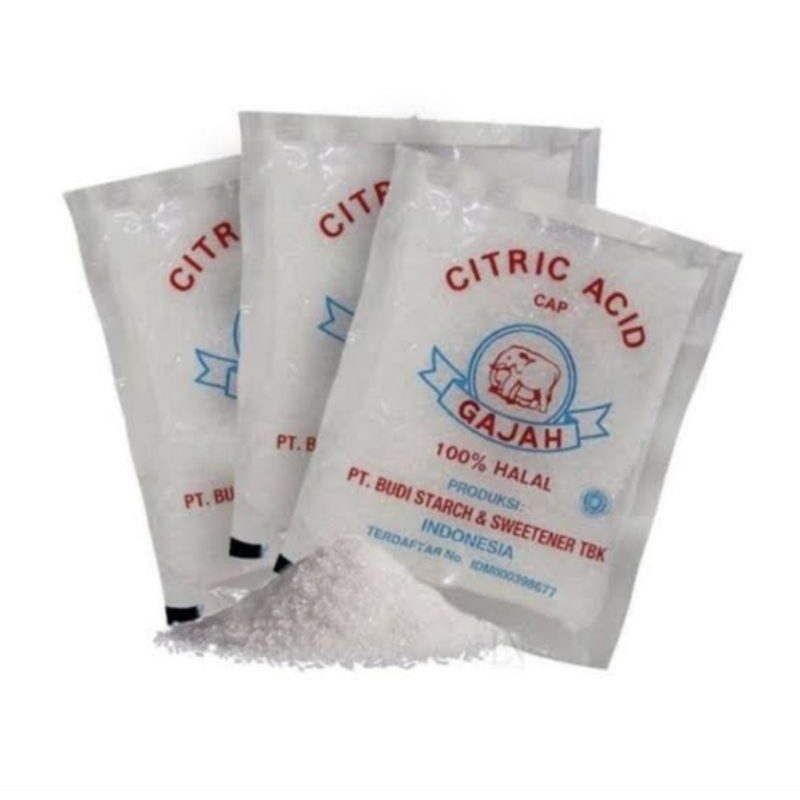 

Citric Acid Cap Gajah Kemasan 50 Gr/ Citrun/ Pembersih Dan Pemutih/ Garam Asam