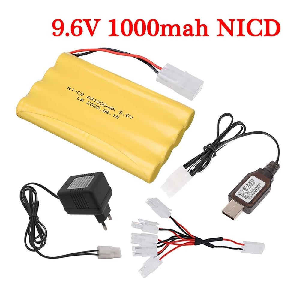 9.6V 1000MAH BATTERY + 9.6V CHARGER SET FOR RC TOYS CAR TANK TRAIN ROBOT BOAT AA 9.6V 700MAH NI-CD R
