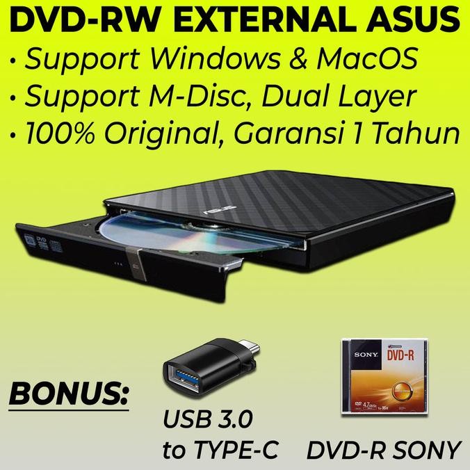 Asus Usb Dvd Cd Rw Rom Writer Burner External Eksternal Portable Promo