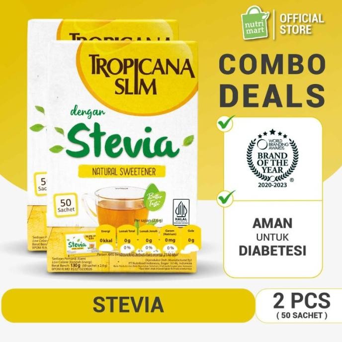 

Twin Pack: Tropicana Slim Stevia (50 Sch) - Pengganti Gula