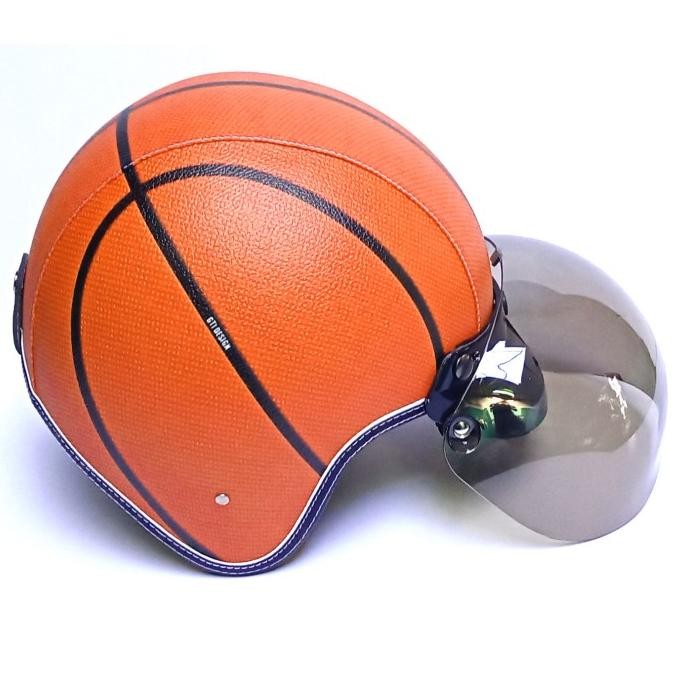 HELM RETRO BOGO KULIT MOTIF BOLA BASKET