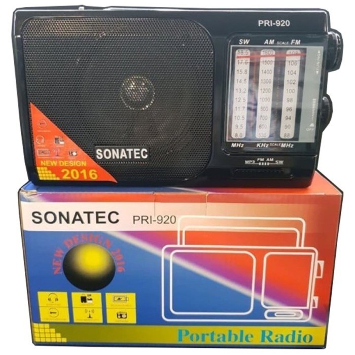 TERBARU SONATEC RADIO AM/FM PR 920 USB ACDC Listrik Dan Baterai Plus Senter