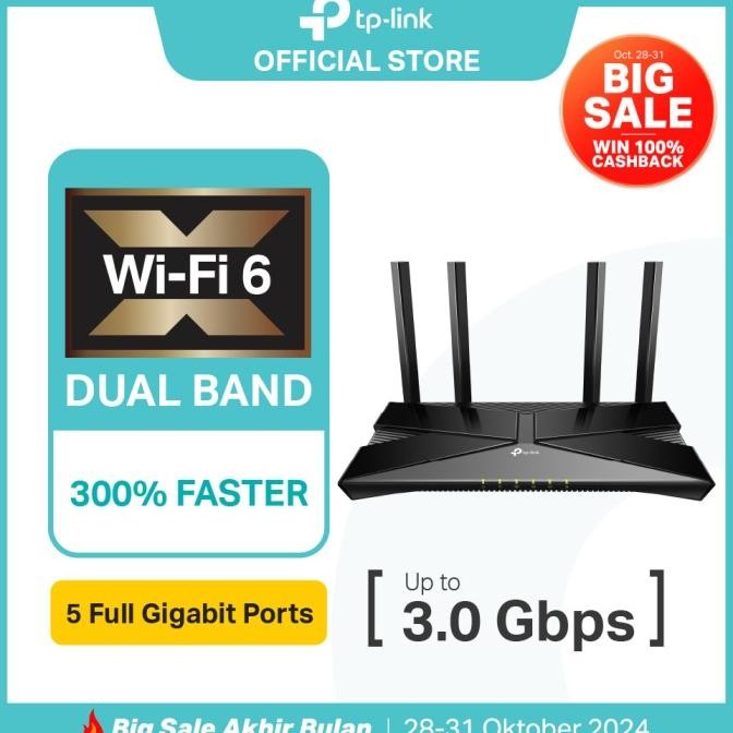 TP-Link Archer AX53 Wi-Fi 6 Router AX3000 Dual Band Gigabit OFDMA MU-MIMO Wireless 4Antennas Intel D