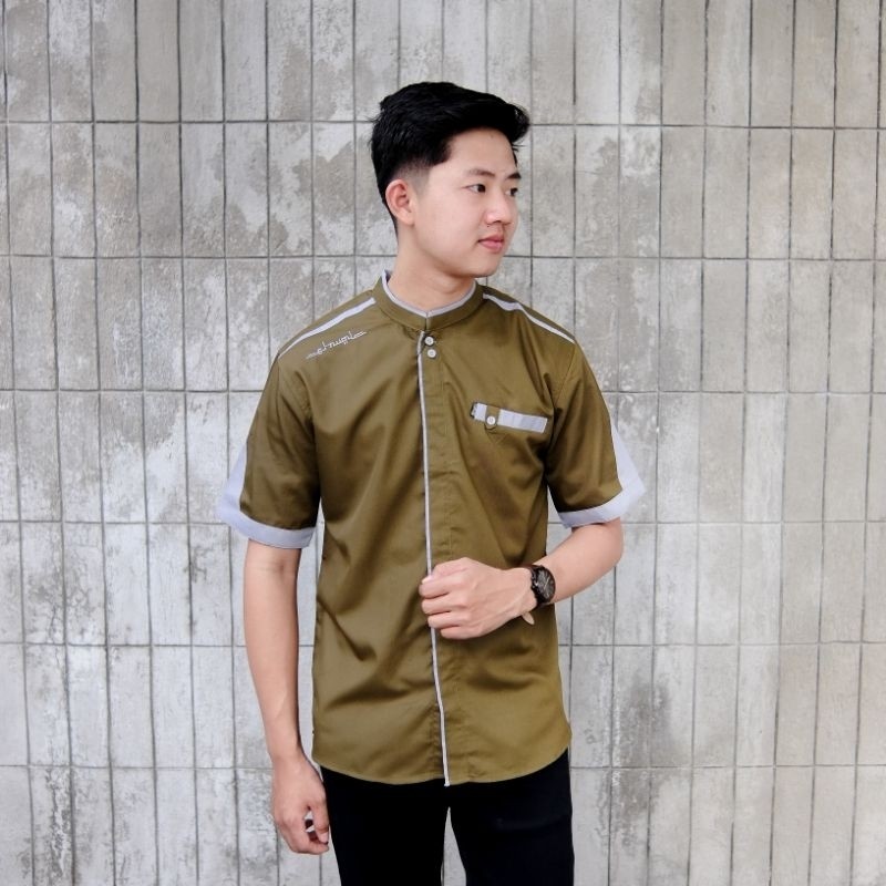 Keneja Modern Atasan Cowo Kmja Lebaran 2025 Coco Bju Lakilaki Koko Lengan Pendek Kemeja Kokoh Baju I