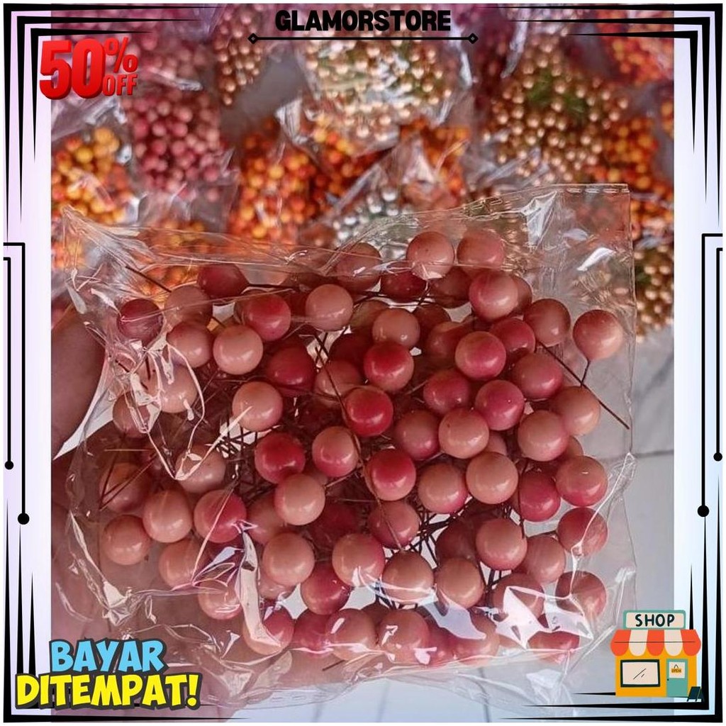 

100 Pcs Cherry Natal Christmas Biji Ceri Berries Hiasan Pohon Natal / Cake Topper Hiasan Kue Bola Emas Silver Merah Cherry D Sale