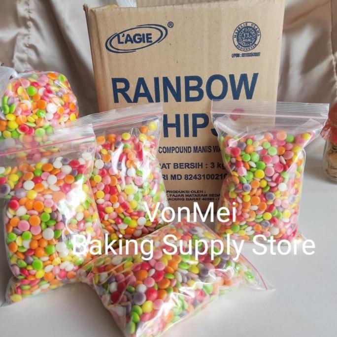 

Lagie Rainbow Choco Chip Chips Chocolate Chip Warna Warni 3 Kg 1 Dus Terlaris