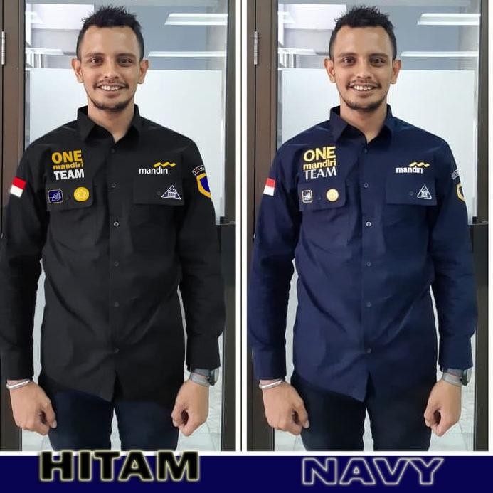 Tinos Cod| Kemeja Seragam Mandiri Bordir Baju Pdl Bank One Mandiri Team Pria Wanita Lengan Panjang K