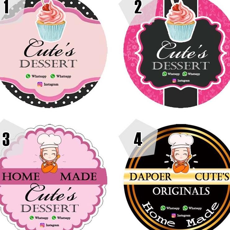 (Isi 35 Pcs) Cetak Stier, Stiker Botol, Free Design, Stiker Cake, Stiker Makanan, Toples Numan, Prin