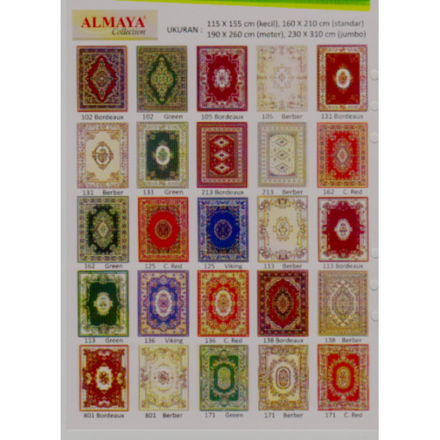 KARPET/PERMADANI merk SAMIRA-MODERNO-ALMAYA size JUMBO