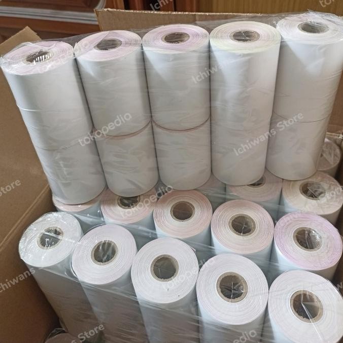 

TERMURAH - Kertas Kasir struk NCR 3Ply PMK 75x65/75x60 /75x55 1 dus isi 100 roll