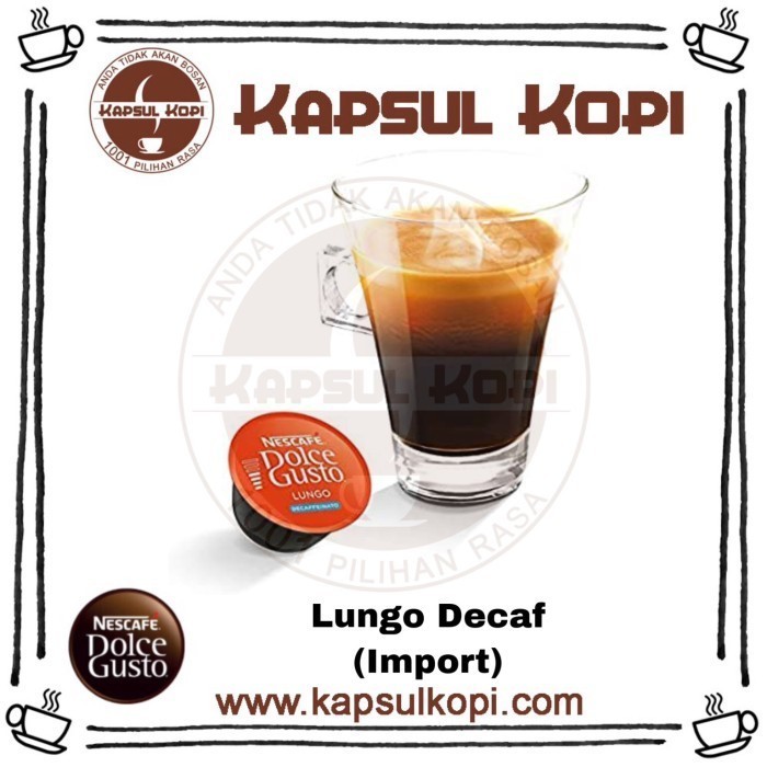 

Paket 8 Kapsul Lungo Decaf Ecer Kapsul Kopi Nescafe Dolce Gusto Import
