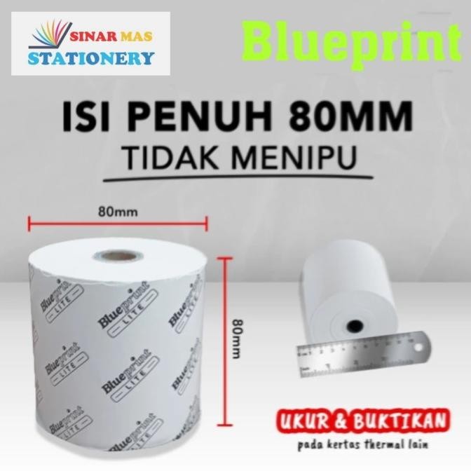 

TERMURAH - Kertas Thermal Kasir Struk Blueprint Lite 80 mm x 80 mm - 1 Roll