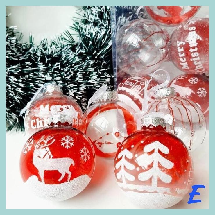 

| MIS | BOLA NATAL ISI 12 BOLA MERAH BENING MERRY CHRISTMAS BOX GIFT MURAH