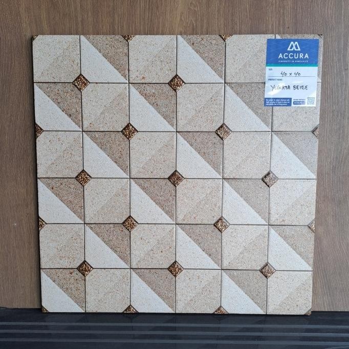 KERAMIK LANTAI GARASI / KERAMIK TERAS / KERAMIK KAMAR MANDI / KERAMIK MULIA ACCURA 40X40 YUKATA BEIG