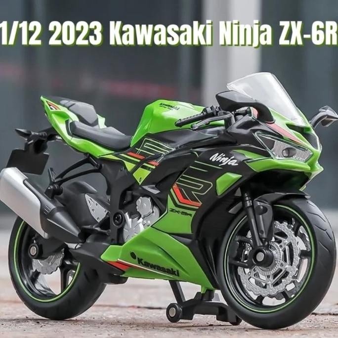 Diecast Motor Kawasaki Ninja 600 ZX-6R ZX6R scala 1:12 Official cocok jadi panjangan dan koleksi