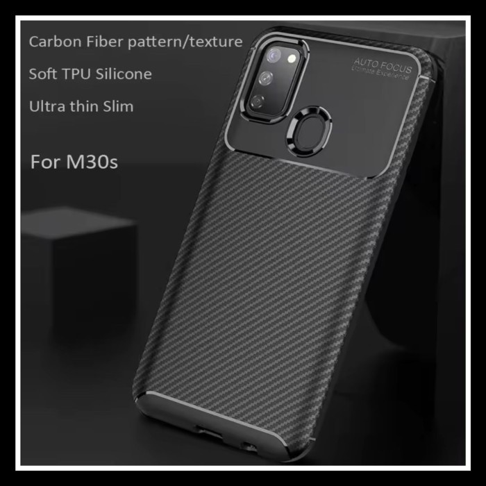 SAMSUNG GALAXY M21 M215 SOFT CASE AUTO FOCUS CARBON SILICONE ORIGINAL