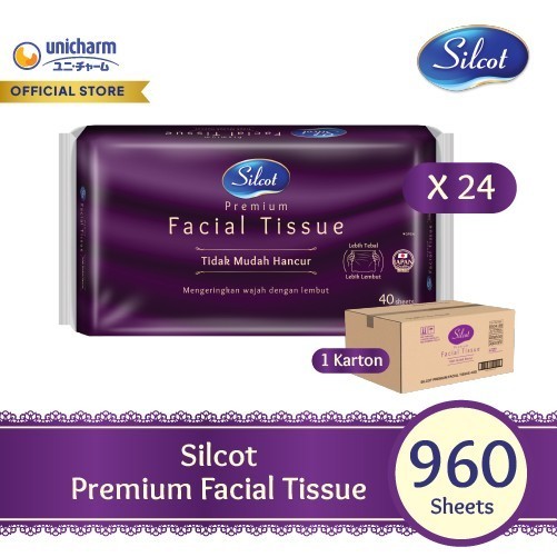Silcot Premium Facial Tissue 40 Sheets - 24 Pack/ 1 karton