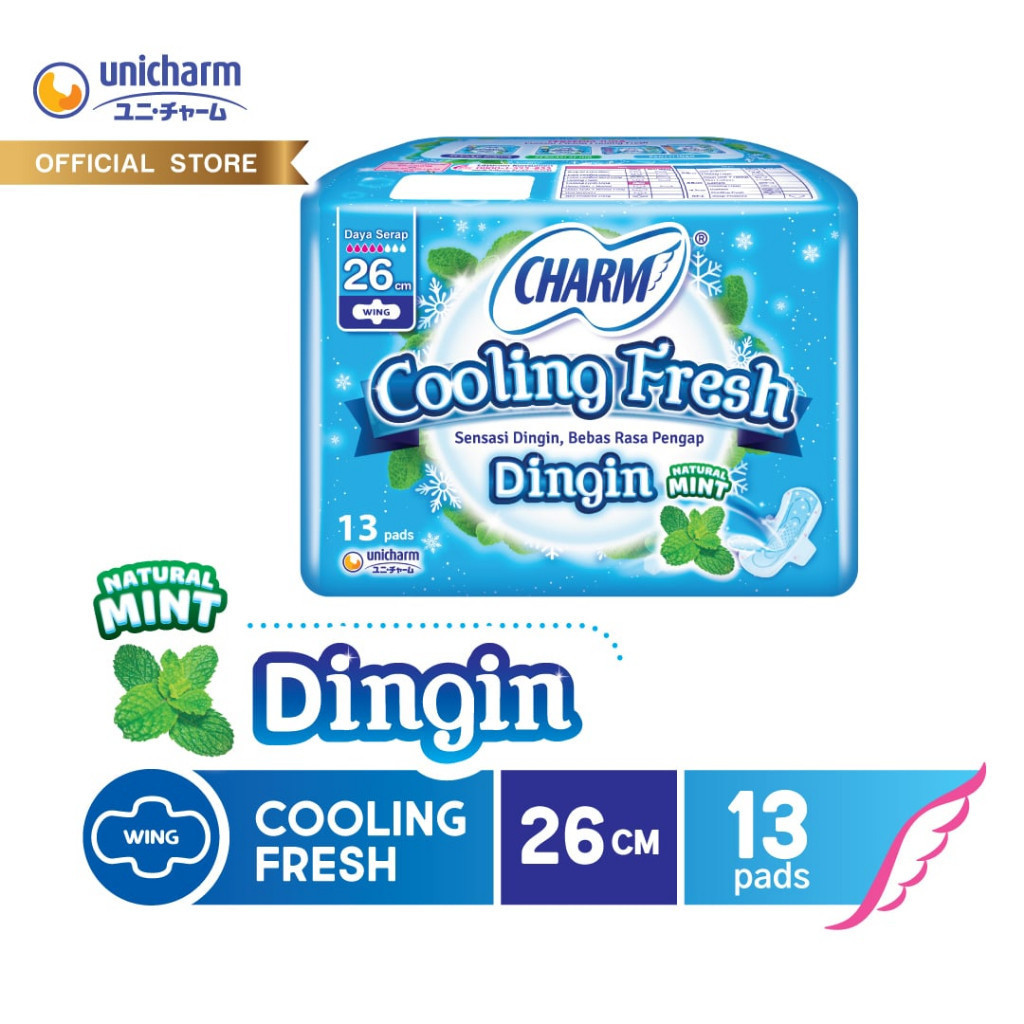 Charm Pembalut Cooling Fresh Wing Long 26cm 13 pads