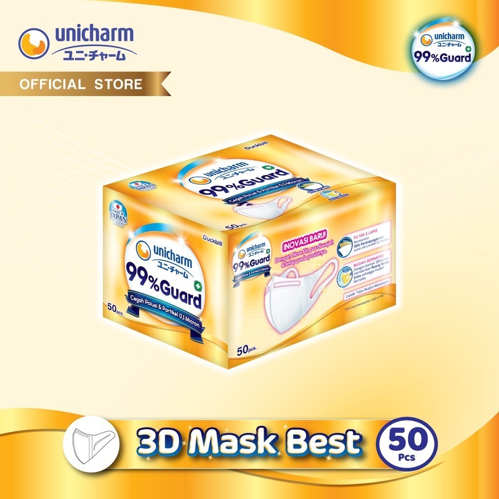 Masker Unicharm 99% Guard 3D Mask Best - isi 50 pcs