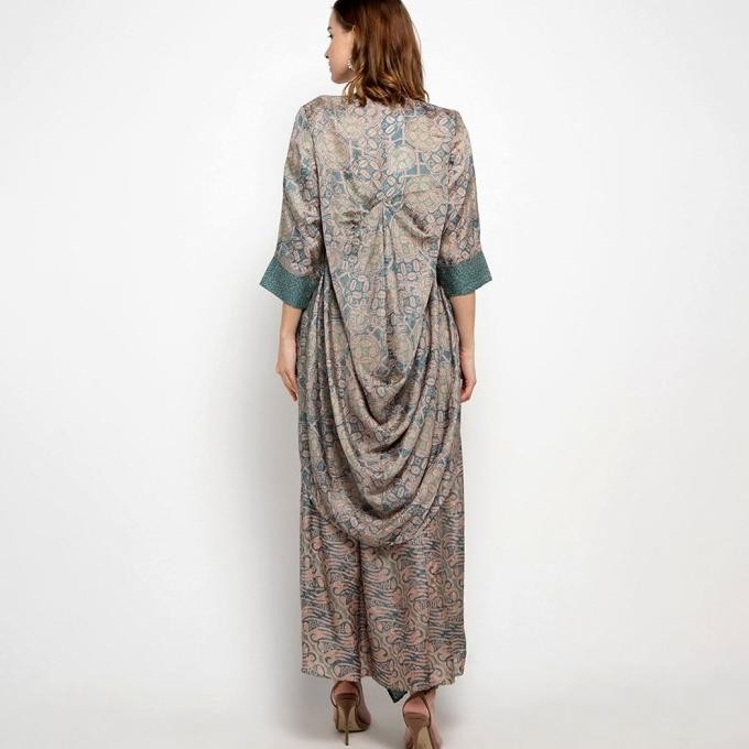 Nayara Batik Outer set hijau Indira Gt / Kaftan Set / Baju Batik pesta ES77