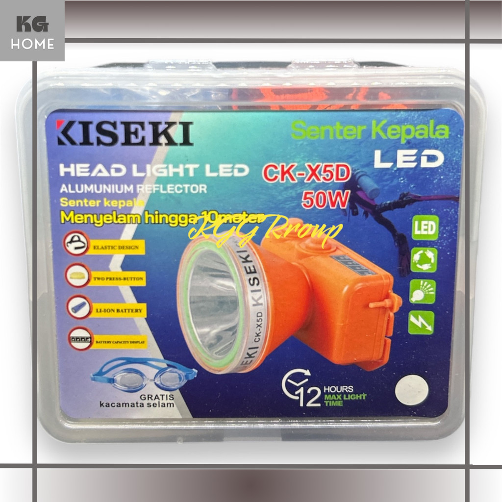 KISEKI SENTER KEPALA SELAM 50W CK X5D HEADLAMP DIVING 50W CK X5 D ORIGINAL Senter Kepala Selam Menye