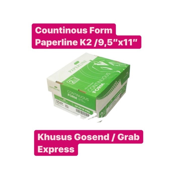 

kertas komputer paperline continuous K2 WP Gosend/ Grab 2 Box