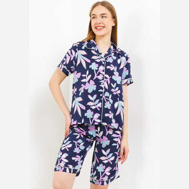 Anne Wintours Pyjama Pijama Satin Silk Short Sleeve Short Pants Sleepwear Wanita