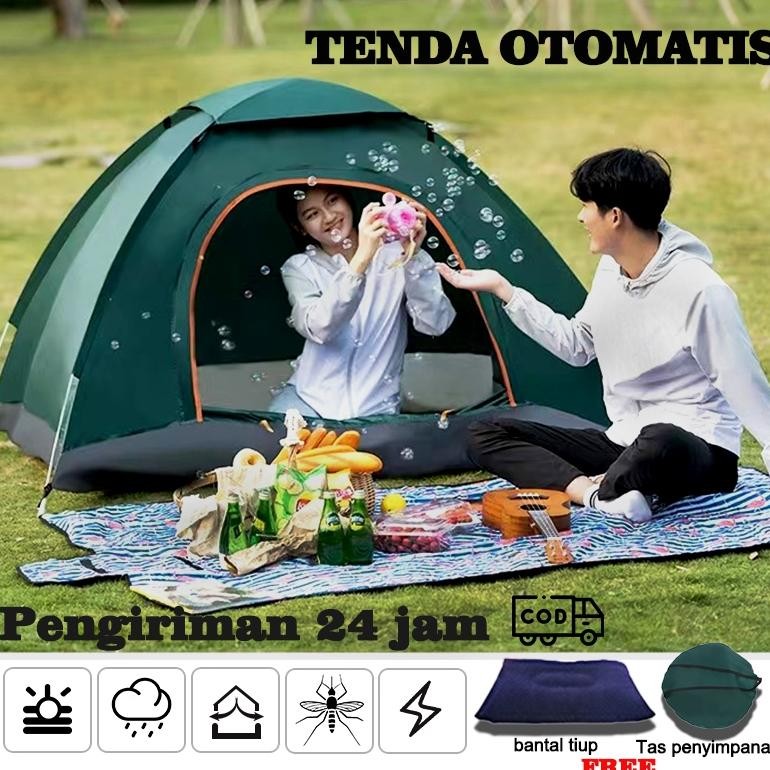 Anton Tenda Camping 2*2M Kemah Luar Ruangan Anti Uv, Tahan Air, Anti Serangga Tenda 3 - 4 Orang, Ten