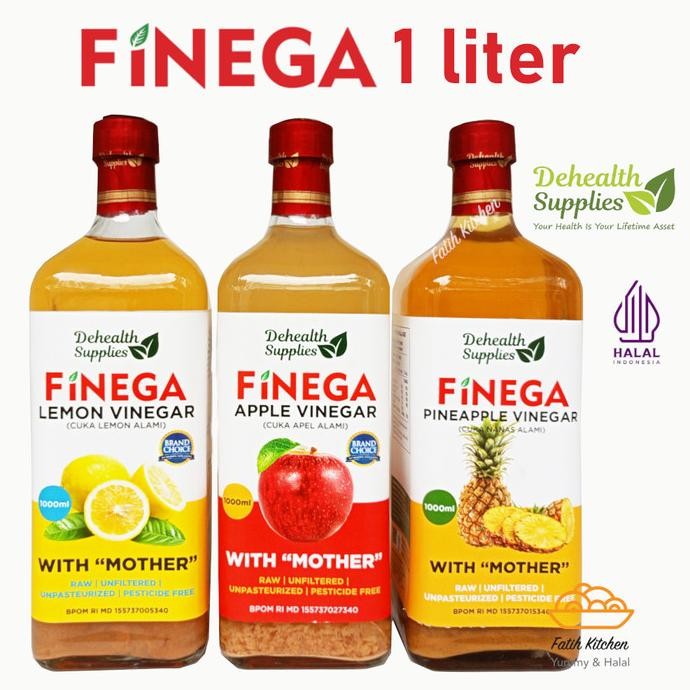 

Finega 1 Liter Vinega Cuka Apel / Nanas / Lemon dari Dehealth Supplies