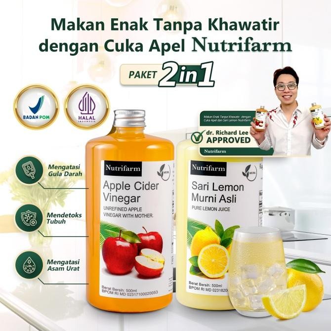 NUTRIFARM PAKET 2IN1 CUKA APEL SARI LEMON ORIGINAL