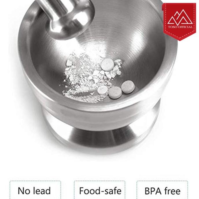 

Mortar Pestle Tumbukan Bumbu Obat Stainless Cobek Ulekan Lumpang MP100 SM88