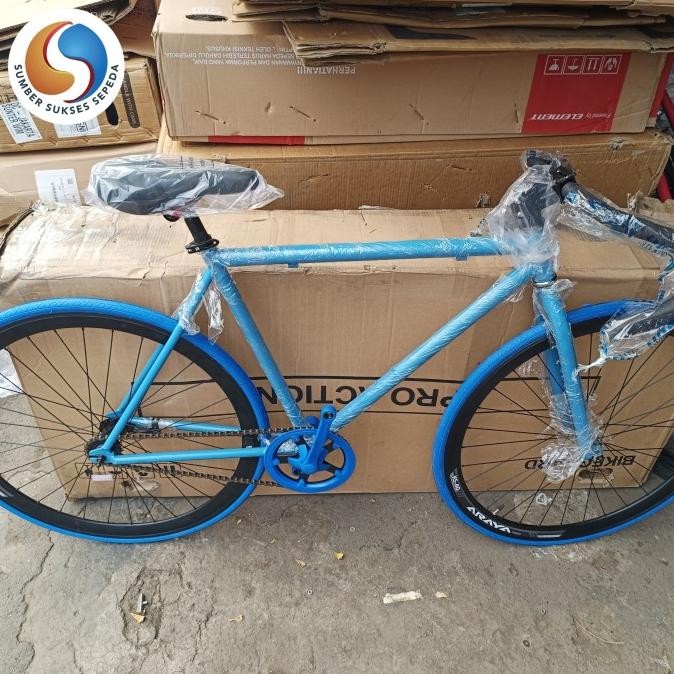 sepeda fixie 700c rem terpedo stang balap frame lokal bahan besi KT7