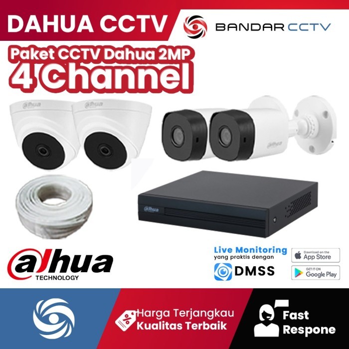 Terlaris Paket Dahua 4 Chanel Kamera Cctv Resolusi 2MP SALE