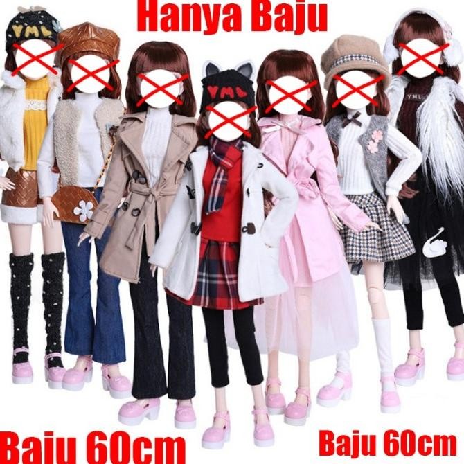 (Seri-BBB60) Mainan Anak Perempuan BAJU Boneka Yuna Bjd Doll DIY 60 cm