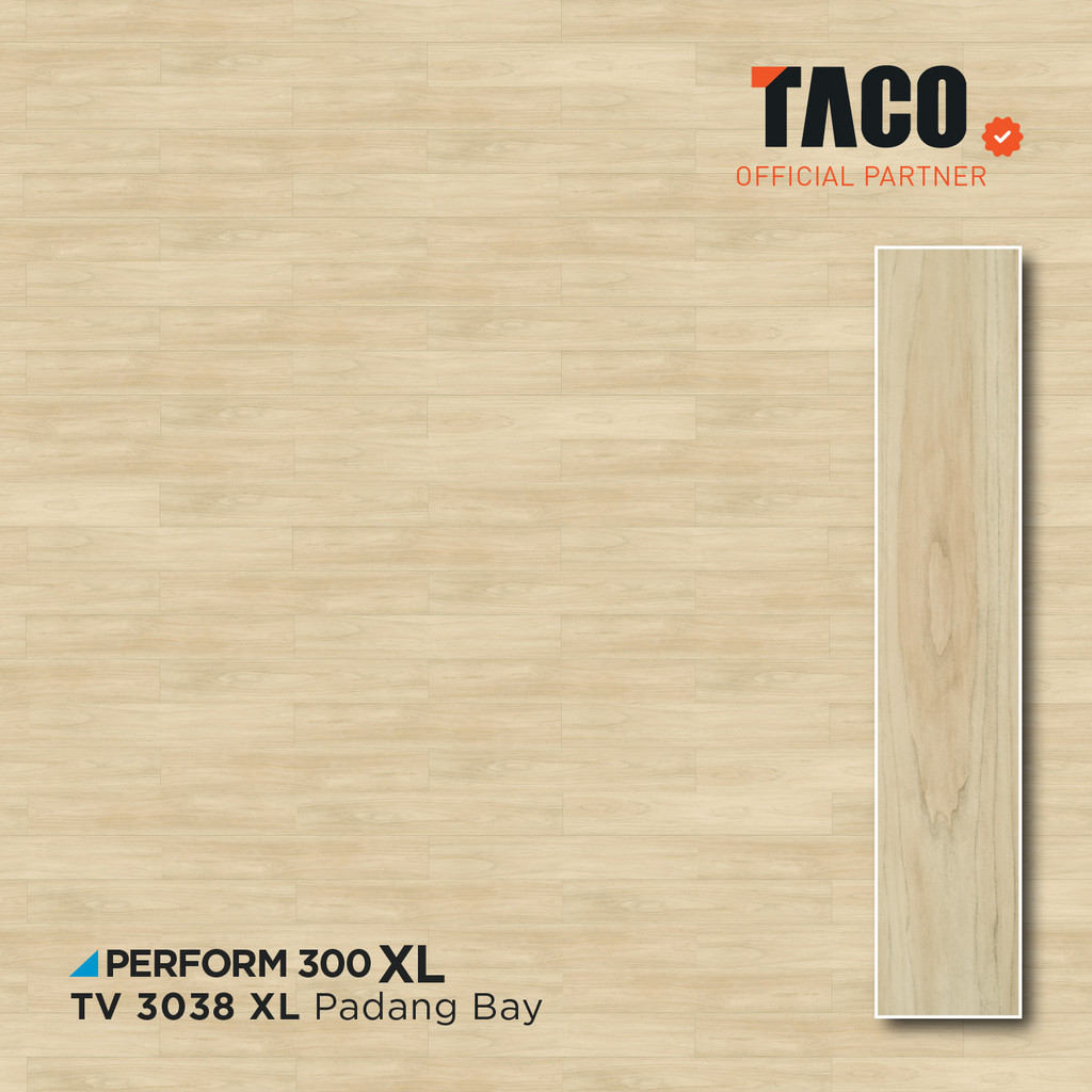 TACO Lantai Vinyl XL 3mm Motif Kayu per 1 box (Isi 12 lembar / 3,34 m²) - TV 3038 XL Padang Bay