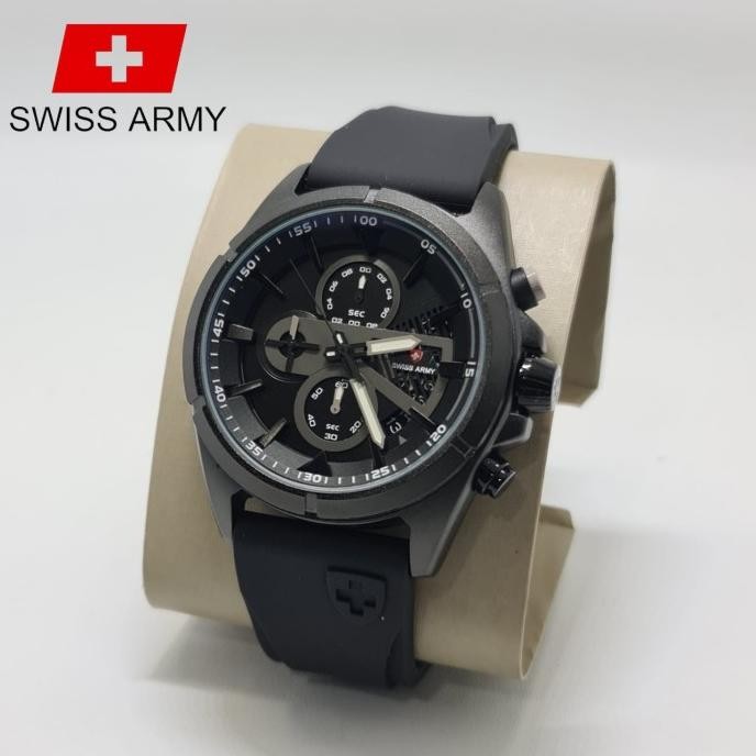 Jam Tangan Pria Swiss Army 9706 Tali Rubber Fitur Date Dan Chrono Aktf [terbaik]
