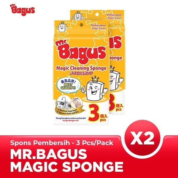 [Twin Pack] Mr. Bagus Spons Ajaib Serbaguna Magic Sponge 2 Packs (3 Pcs/Pack)