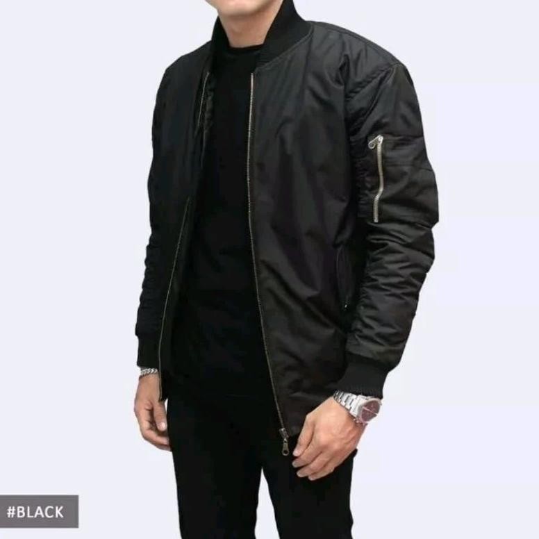Jaket Pria Bomber Parasut Taslan Warna Hitam Polos Dan Wanita M Xxl Jacket Boomber Kekinian Jaket Mo