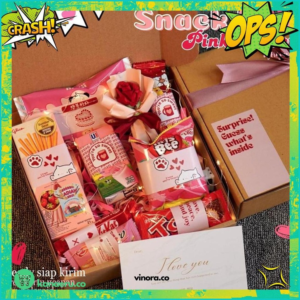 

Hampers Snack Box Set Kado Jajan Makanan Minuman Makanan Ringan Ulang Tahun Valentine Wisuda Anniversary Sempro Hari Guru Pink Sweet Series Food Promo
