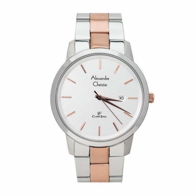 ALEXANDRE CHRISTIE AC8645 AC 8645 SILVER ROSEGOLD JAM COUPLE ORIGINAL