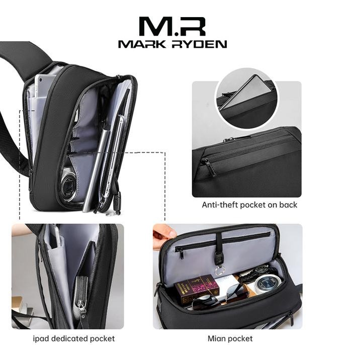 Mark Ryden Mr8893 Crossbody Shoulder Bag - Tas Selempang Sling - Black