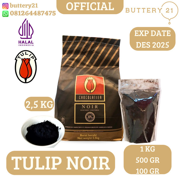 

TULIP COCOA POWDER NOIR 2,5 KG/1 KG/500 GR/100 GR/COKELAT BUBUK HITAM/TULIP NOIR/BLACK POWDER