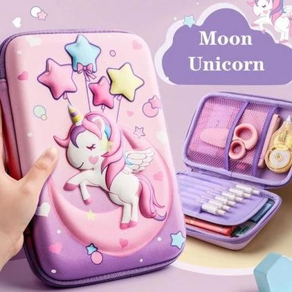 

Tempat Pensil Ala Smiggle IMPORT Anak Perempuan Unicorn 2 Sisi Embos NS