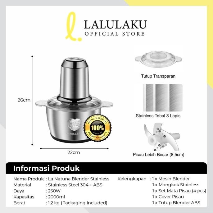 

Chopper Blender Daging Penggiling Meat Blender Elektrik Stainless Original Dan Terpercaya