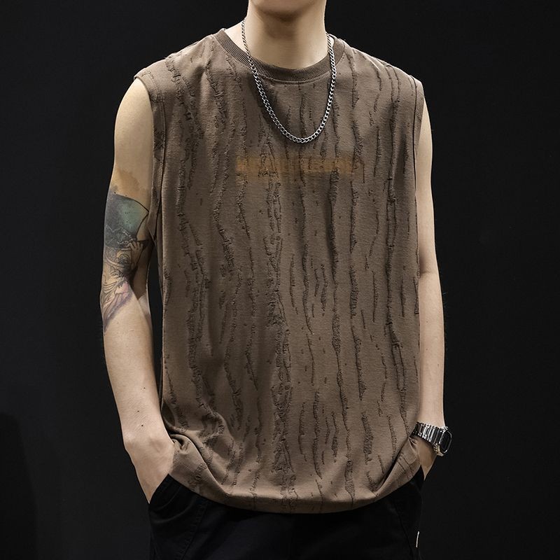 Rompi Tanpa Lengan Pria, Rompi Musim Panas Kerajinan Kait Gaya Amerika T Kaus Olahraga Basket Kebuga